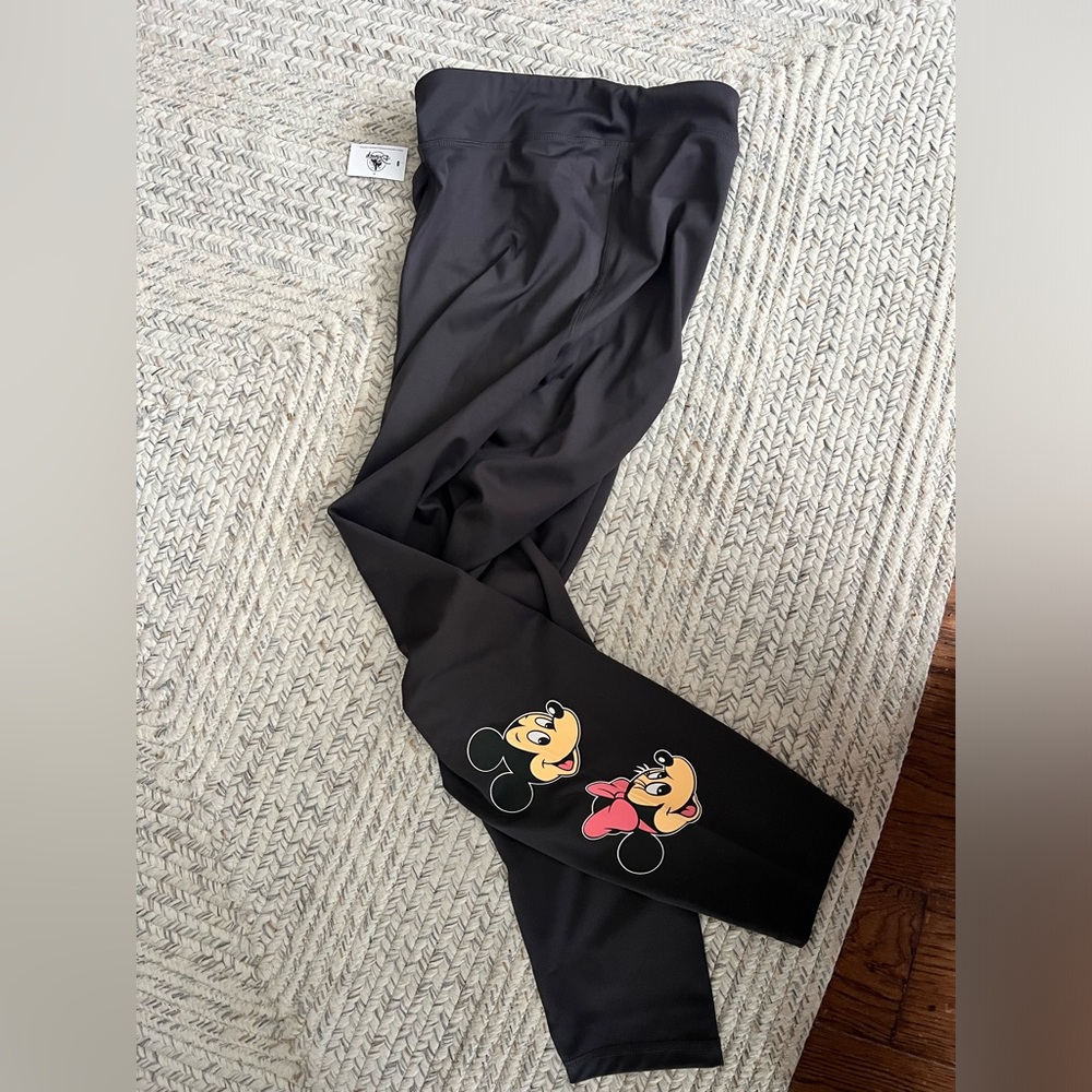Disney Black Leggings with Mickey and Minnie Design